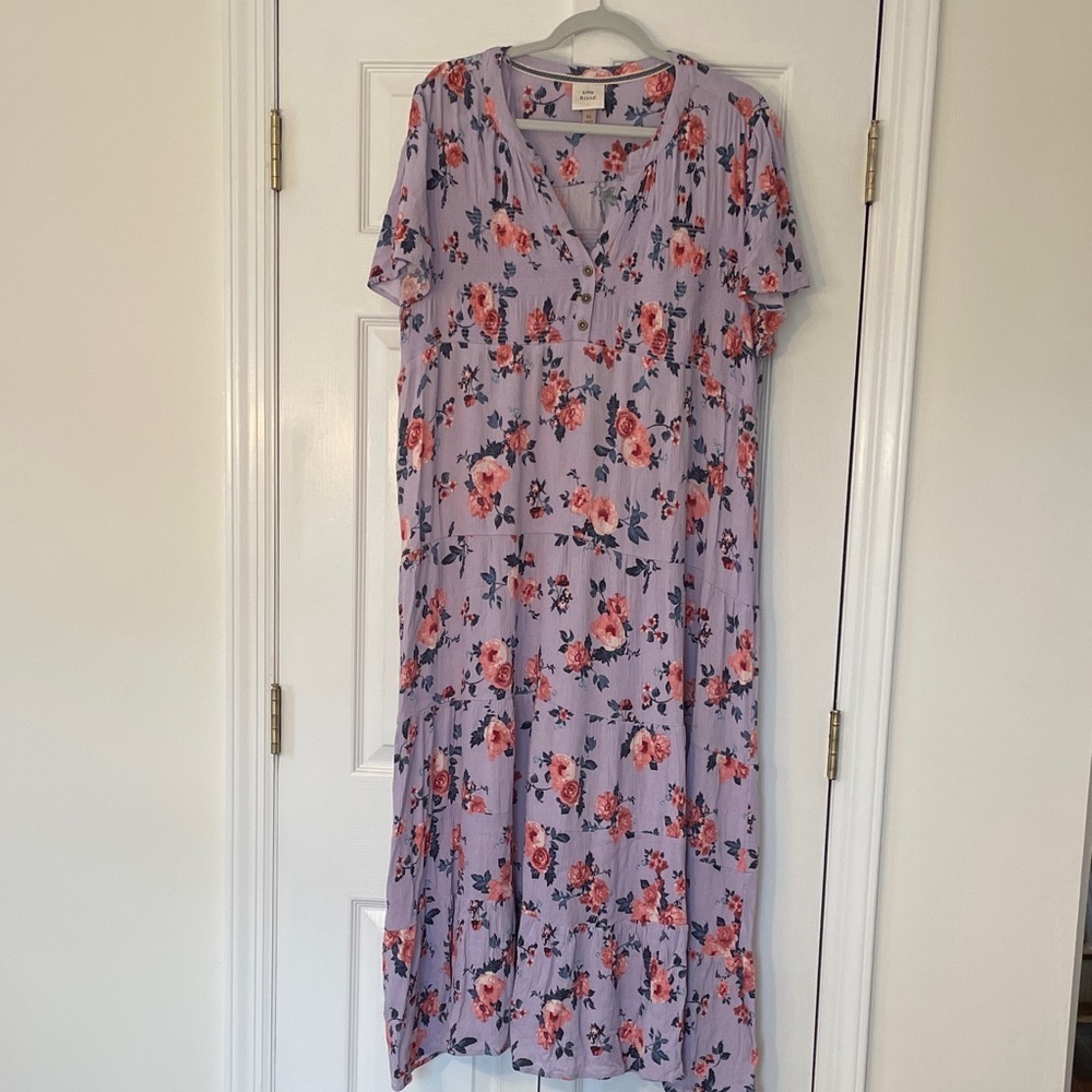Knox Rose Lavender Floral Maxi Dress, size XL, NWOT